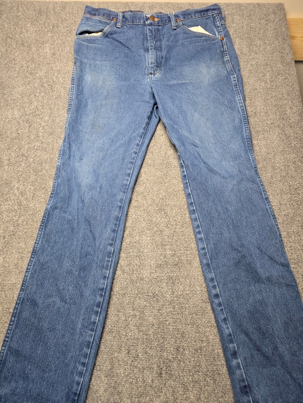 Vintage Wrangler 936 Cowboy Cut Jeans Mens 34 Blue Denim Western Straight Leg